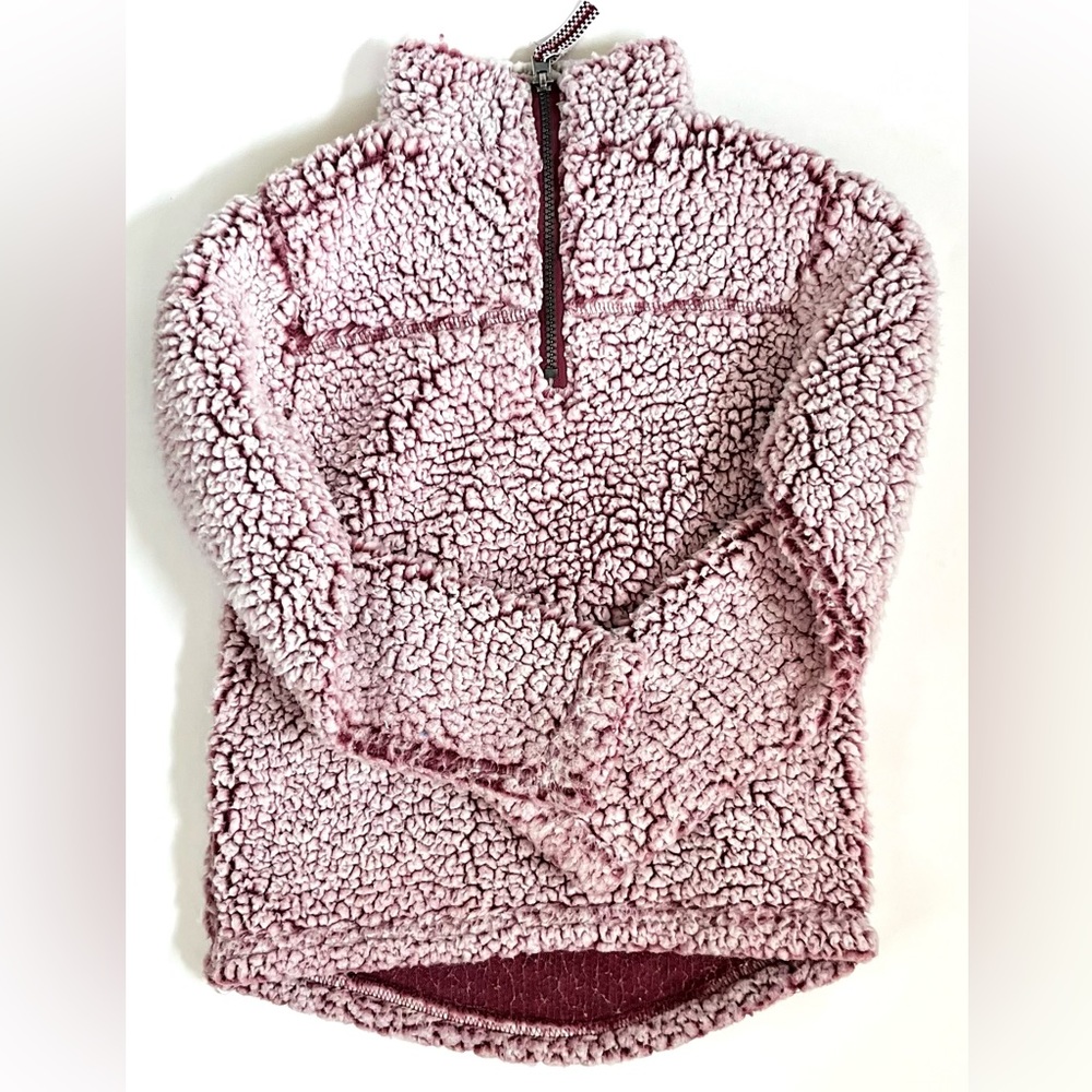 Members Mark Cuddly Sherpa, Half Zip Girls Pull Over Maroon/White Size Girls 5/6